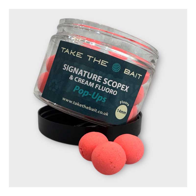 Pink pop up carp baits - Discover our bold reimagining of the classic Scopex & Cream—Take The Bait’s exclusive blend that’s unlike anything else on the market. After years of refining this formula, we’ve perfected a Signature Scopex & Cream profile that’s utterly irresistible to carp.